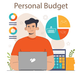 Wall Mural - Budgeting. Personal budget planning model to keep track on income