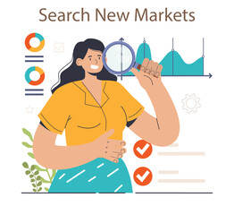 Poster - new markets research set. business development in a new targeted