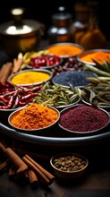 
Spices Of Different Colors And Tastes. Diversity In The Indian Spice Market. Large Selection Of Spices For Cooking. Concept: Close-up Colorful Assorted Savory Food
