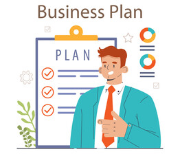 Wall Mural - Business plan development. Entrepreneurship success and growth strategy.