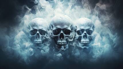 Wall Mural - Realistic human skull in smoke.Generative AI