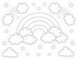 © BaMic illustrations - rainbow with clouds coloring page. you can print it on 8.5x11 inch paper