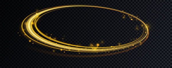 Aufkleber - Luminous gold wavy line of light on a transparent background. Gold light