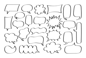 Fototapete - Super set different shape hand drawn bubbles. Collection of speech bubble or chat bubble. Vector graphic design
