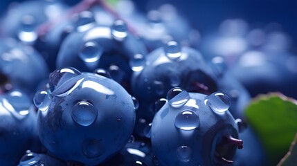 Wall Mural - Macro photo of blueberries.