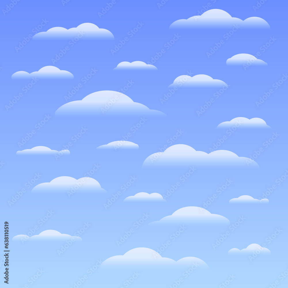 Cloudy sky – Background with white clouds – Illustration of a set of ...