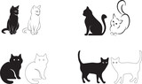 Fototapeta Koty - set of cute cat vector art design, cat, animal, vector, cartoon, illustration, kitten, silhouette, pet, animals, cats, black, icon, domestic, set, art, dog, design, pets, feline, collection, fun, cute