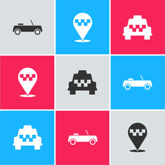 Canvas Print - Set Car, Location with taxi and Taxi car icon. Vector