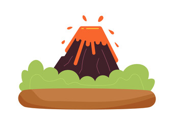 Poster - Expulsion of molten lava semi flat colour vector object. Natural disaster. Volcano eruption. Editable cartoon clip art icon on white background. Simple spot illustration for web graphic design