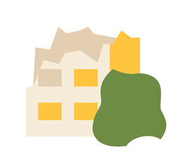 Poster - Ruined house semi flat colour vector object. Abandoned place. Editable cartoon clip art icon on white background. Simple spot illustration for web graphic design