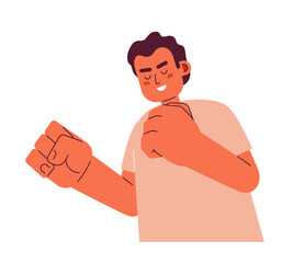 Excited cheerful man semi flat color vector character. Happy latinamerican boy. Editable half body person on white. Simple cartoon spot illustration for web graphic design