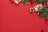 Fototapeta Konie - Red Christmas Background