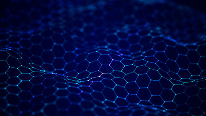 Poster - Futuristic hexagon background. Abstract technology background. Technology concept. Big data. 3d