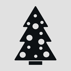 Black icon of a Christmas tree. Vector isolated on the backgrou