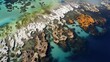 extensive coral bleaching, illustrating the devastating effects of water pollution and warming sea temperatures generative ai