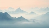 Fototapeta Natura - mountain range obscured by haze, showcasing the effects of air pollution generative ai