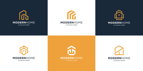 Wall Mural - set of minimalist home real estate logo