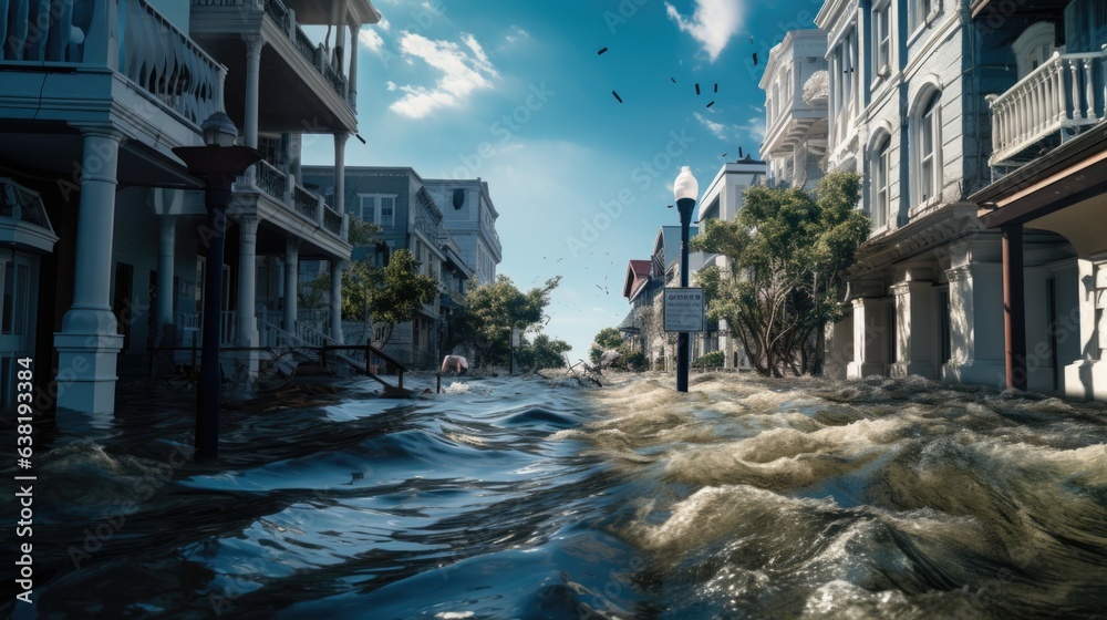 coastal city experiencing flooding due to sea level rise, a sign of ...