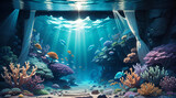 Fototapeta Do akwarium - 海中のサンゴの美しいイラスト