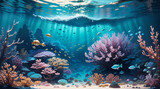 Fototapeta Do akwarium - 海中のサンゴの美しいイラスト