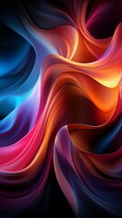 Wall Mural - a background of colorful neon waves in pink, orange, and blue. generative ai.