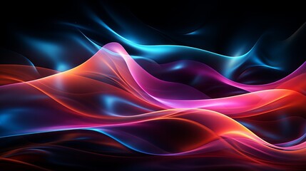 Wall Mural - a background of colorful neon waves in pink, orange, and blue. generative ai.