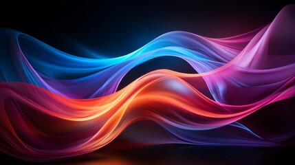 Wall Mural - a background of colorful neon waves in pink, orange, and blue. generative ai.