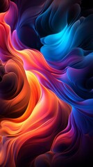 Wall Mural - a background of colorful neon waves in pink, orange, and blue. generative ai.