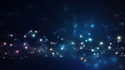 Poster - Digital Connection: An abstract representation of a digital network with glowing nodes and interconnected lines, symbolizing the modern age of connectivity and technological advancement. 
