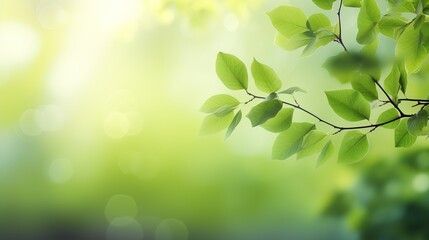 Poster - green leaves on a sunny day background. generative ai