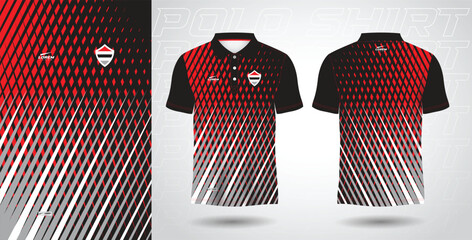 Wall Mural - red and black polo sport shirt sublimation jersey template