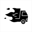 Fast shipping delivery truck flat vector icon for apps and websites, express delivery, quick move, vector illustration on white background