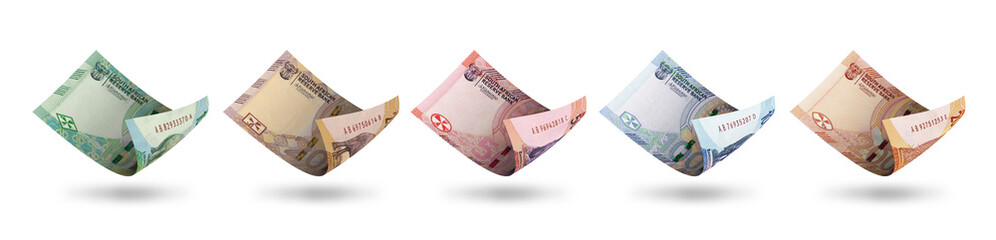 Aufkleber - Set of 2023 South African Rand notes in different denomination. 3d illustration