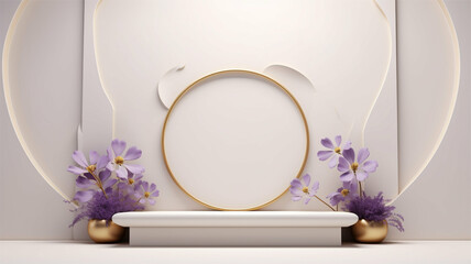 Wall Mural - background with frame and flowers