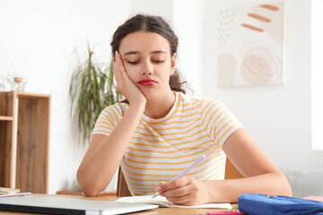 Poster - Female student doing lessons at home