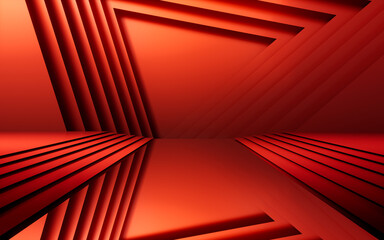 Poster - Red luxurious stage background, 3d rendering.