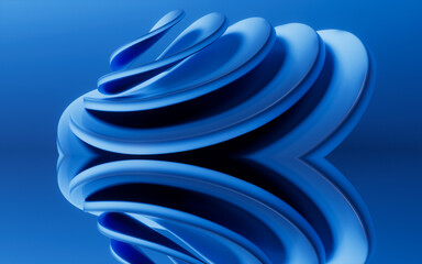 Poster - Abstract blue curve geometry, 3d rendering.