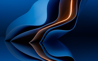 Poster - Abstract blue curve geometry, 3d rendering.