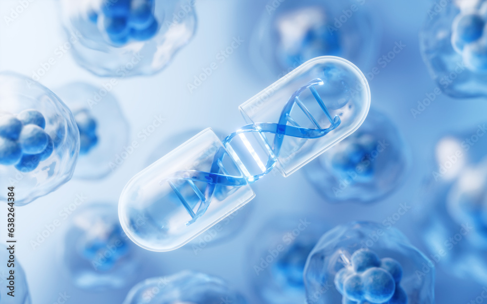 Medical capsule and transparent cell, 3d rendering. Stock Illustration ...