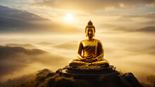 AI Generative Image Of Beautiful Golden Buddha Meditation