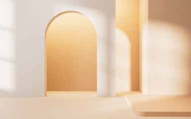 Poster - Empty room with geometry shapes, 3d rendering.
