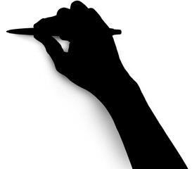 Poster - digital png silhouette illustration of hand drawing with pencil on transparent background
