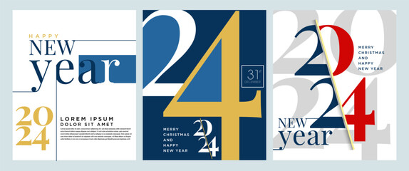 Wall Mural - yearly template design 2024. numbers design for 2024 business diary with full of hope. brochure design template, banner, vector.