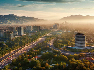 Almaty city Kazakhstan view from above