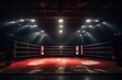boxer arena. Isolated empty boxing ring with light. Generative ai