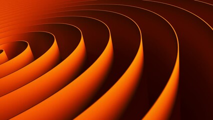 Poster - Abstraction of deep orange concentric circles slowly moving outside from the center infinitely. Abstract CGI motion design on a color background