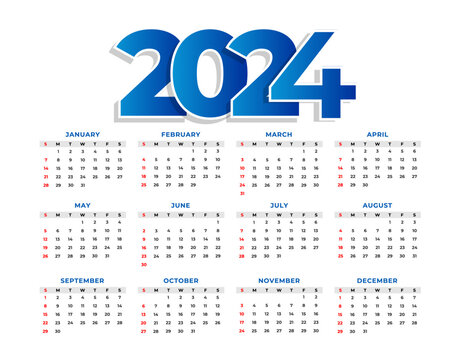 2024 calendar set Vector design.