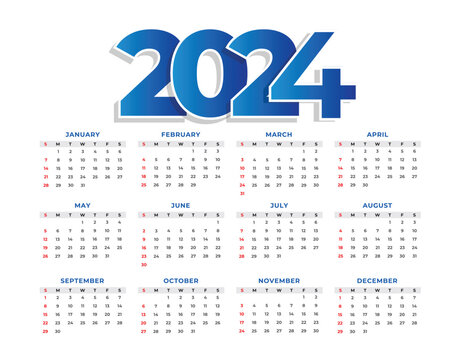 2024 calendar set Vector design.