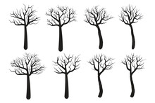 
Set Of Hand-drawn Halloween Dry, Dead, Spooky, Scary Tree Vector Silhouette, Halloween Creepy Old Dry No Leaves Svg Clipart, Winter Naked Black Branch Bare Branches Trees Silhouettes Vector Elements