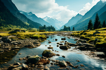 Sticker - mountain river in the mountains